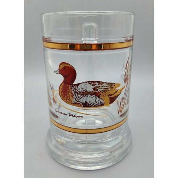 Culver European Widgcon Duck Collection Glass Mug Gold Accents - Picture 1 of 9